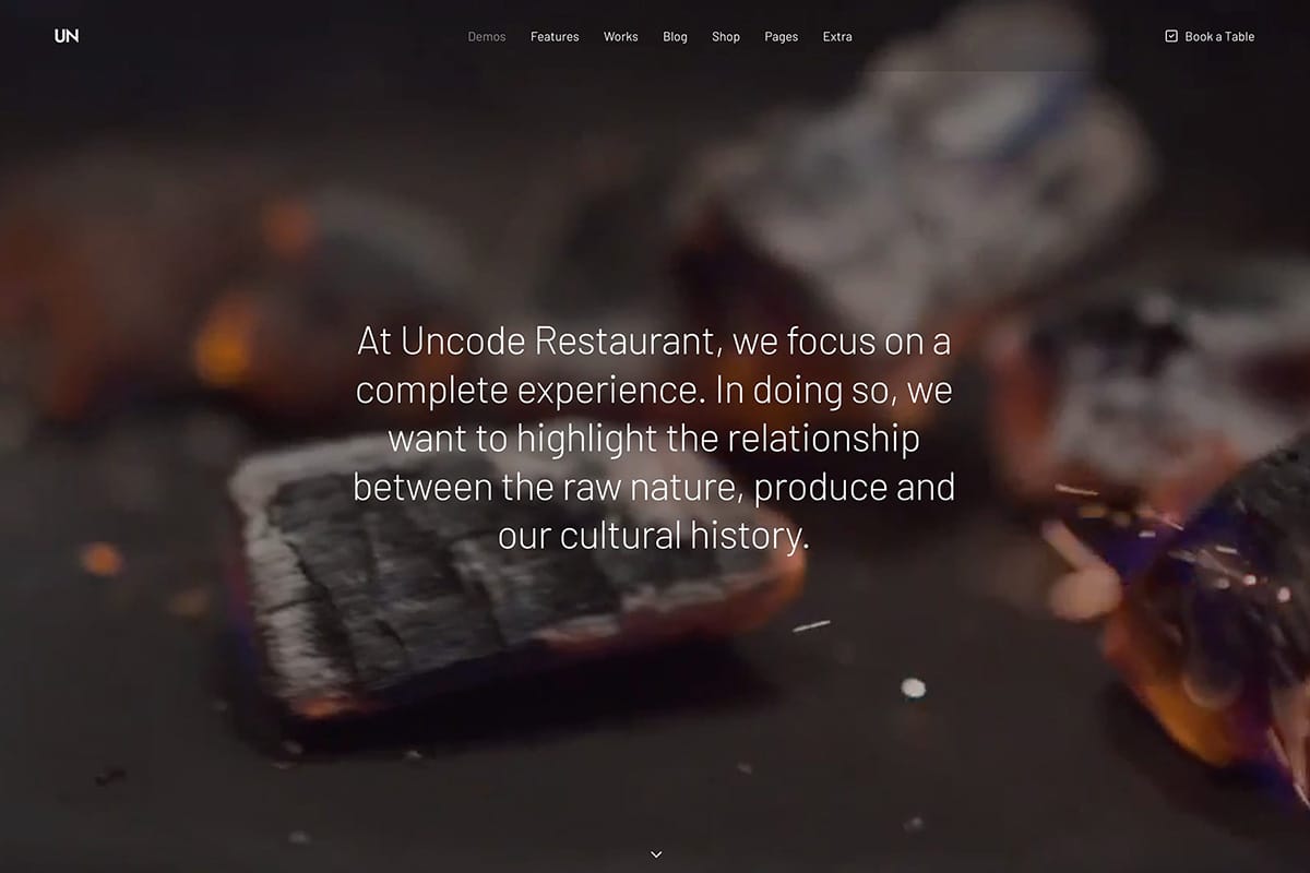 demo homepage Classic Restaurant Uncode 2023