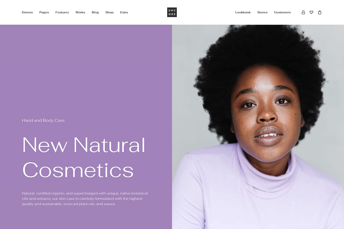 demo homepage Shop Cosmetics Uncode