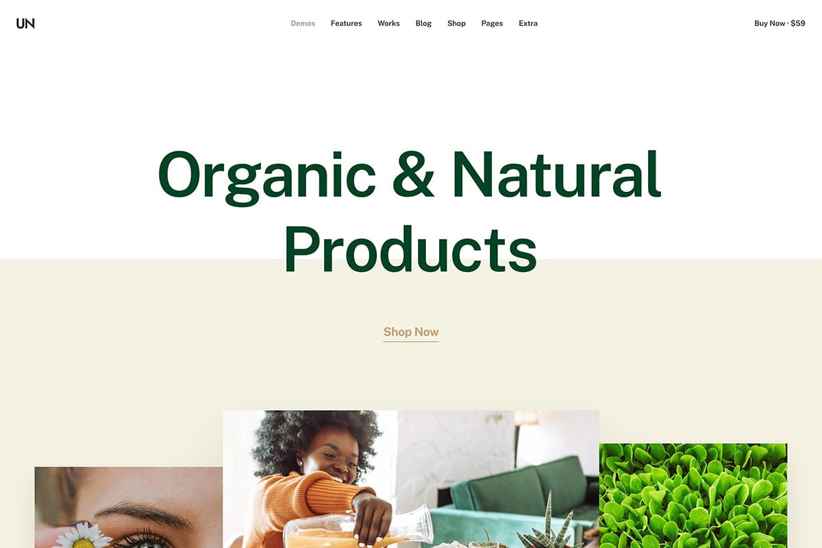 demo homepage Shop Organic Uncode 2023 New